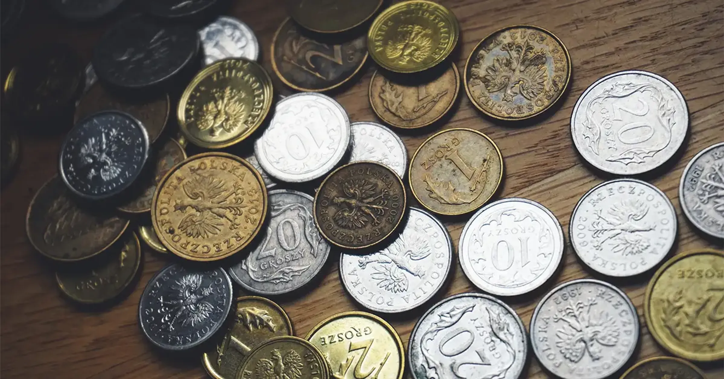 Coins on a tabletop