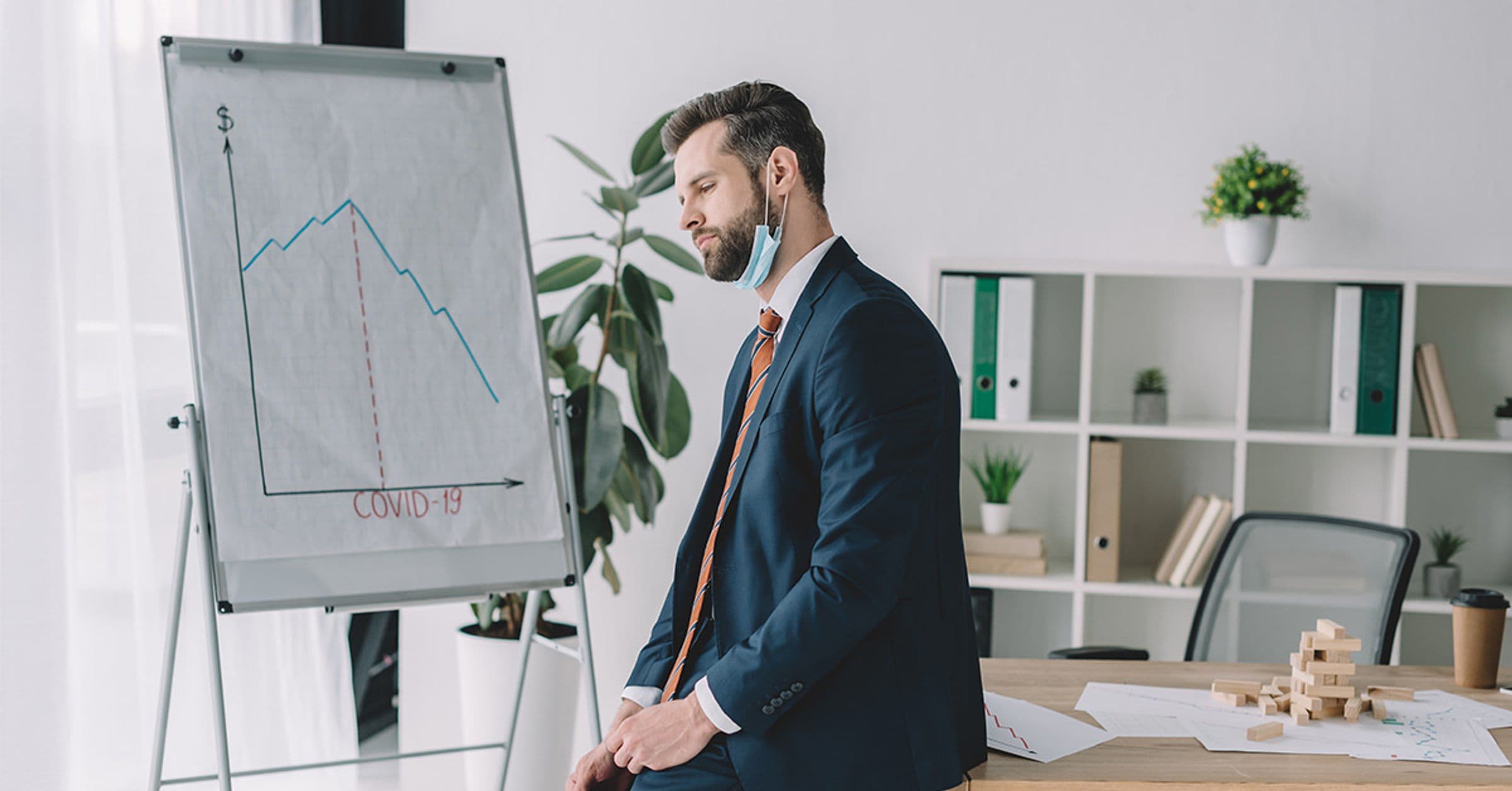 Office worker charts pandemic effects