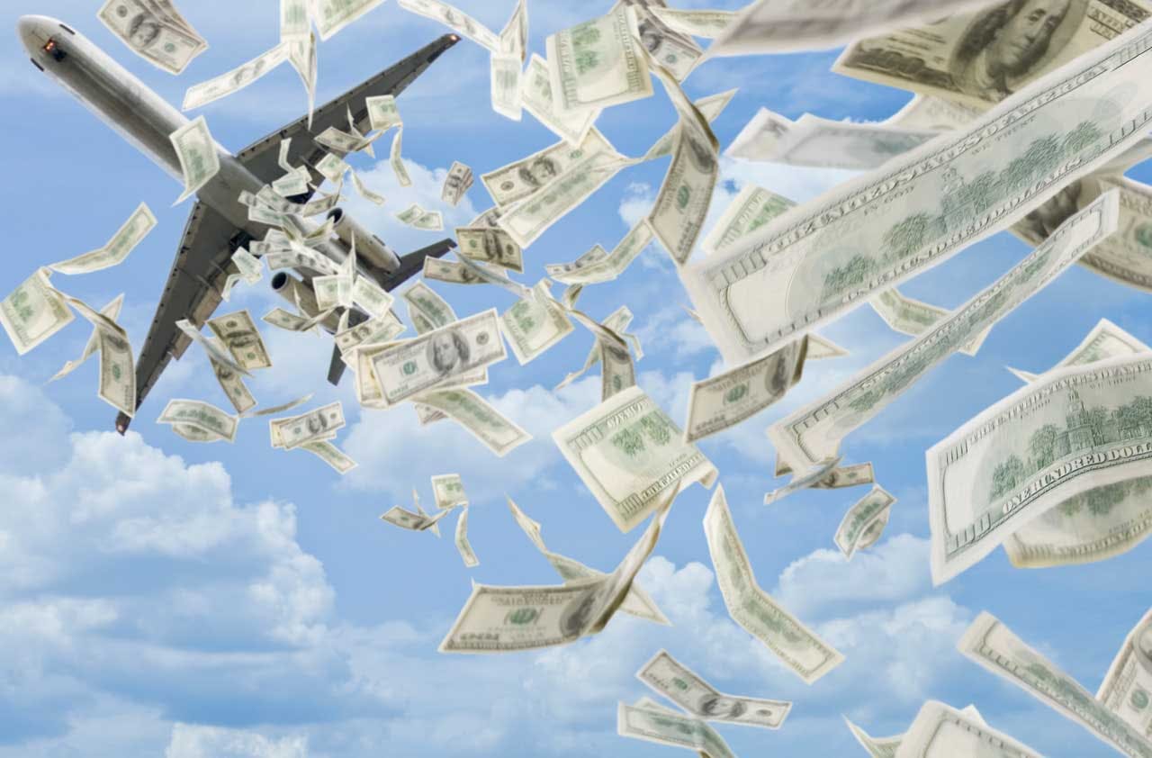 Airplane raining money