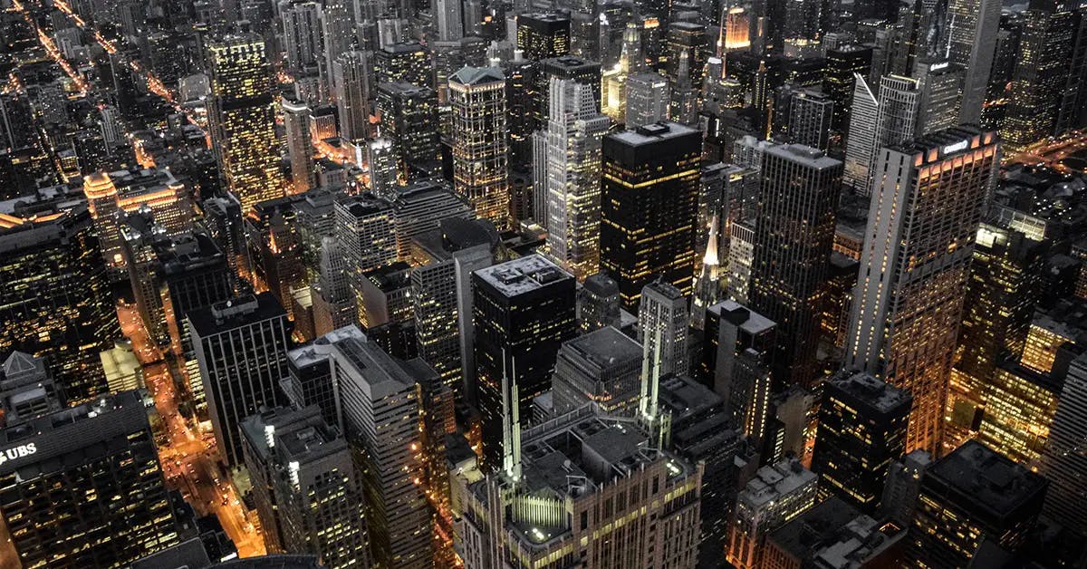 Aerial view of a city skyline