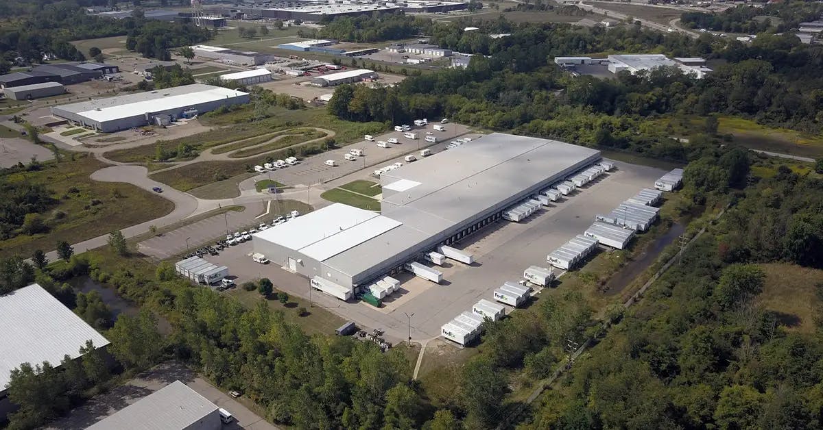 Large distribution center aerial view
